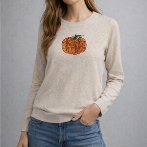 J Crew Teddie Reimagined Pumpkin Crew Neck Sweater